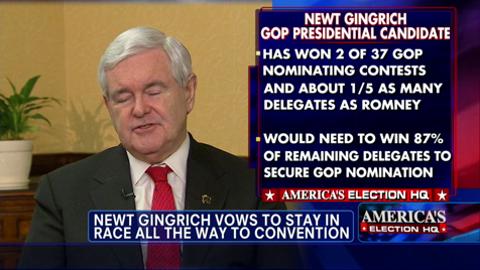 Newt Gingrich Vows to Stay in GOP Race; Says If Romney Wins Nomination, He’ll Support Him