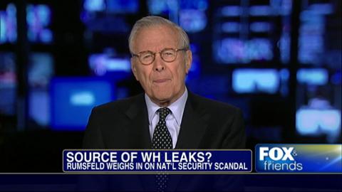 Fmr. Secretary of Defense Donald Rumsfeld Discusses New Memoir, “Known and Unknown,” Says Leaks Seem to Be Coming From White House to Favor Obama Administration
