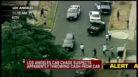 Los Angeles Car Chase Suspects Throw Cash Out Of Vehicle During High ...