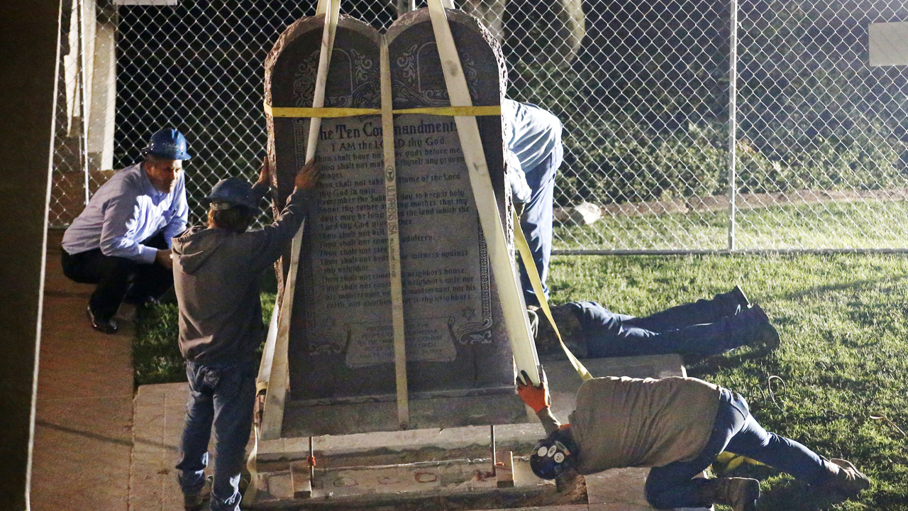 Ten Commandments monument moved from Okla. Capitol grounds