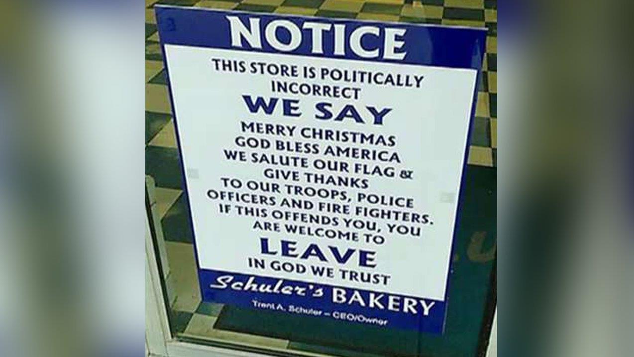 Bakery's 'politically incorrect' front-door sign goes viral