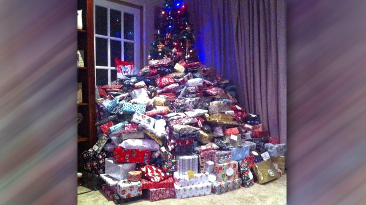 Wrong message? Image of tree piled with gifts goes viral