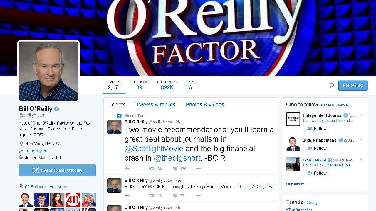 Follow 'The O'Reilly Factor' on Twitter