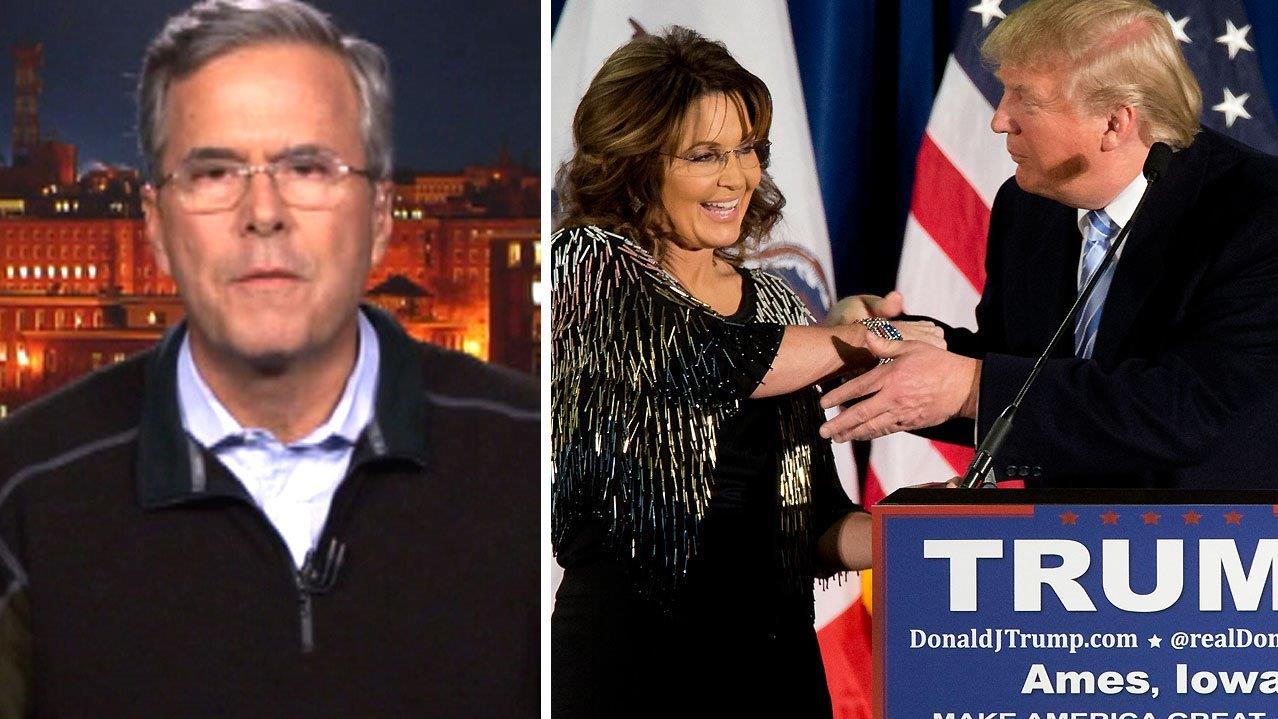 Jeb Bush on Palin endorsing Trump, war of words with Rubio