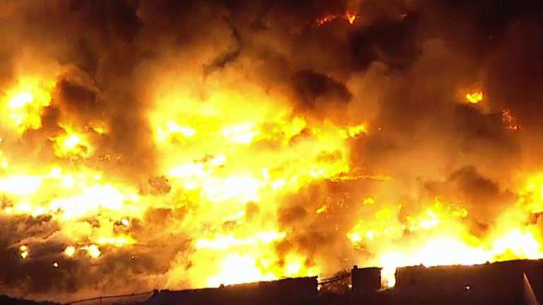 Massive fire rages through an industrial park in New Jersey
