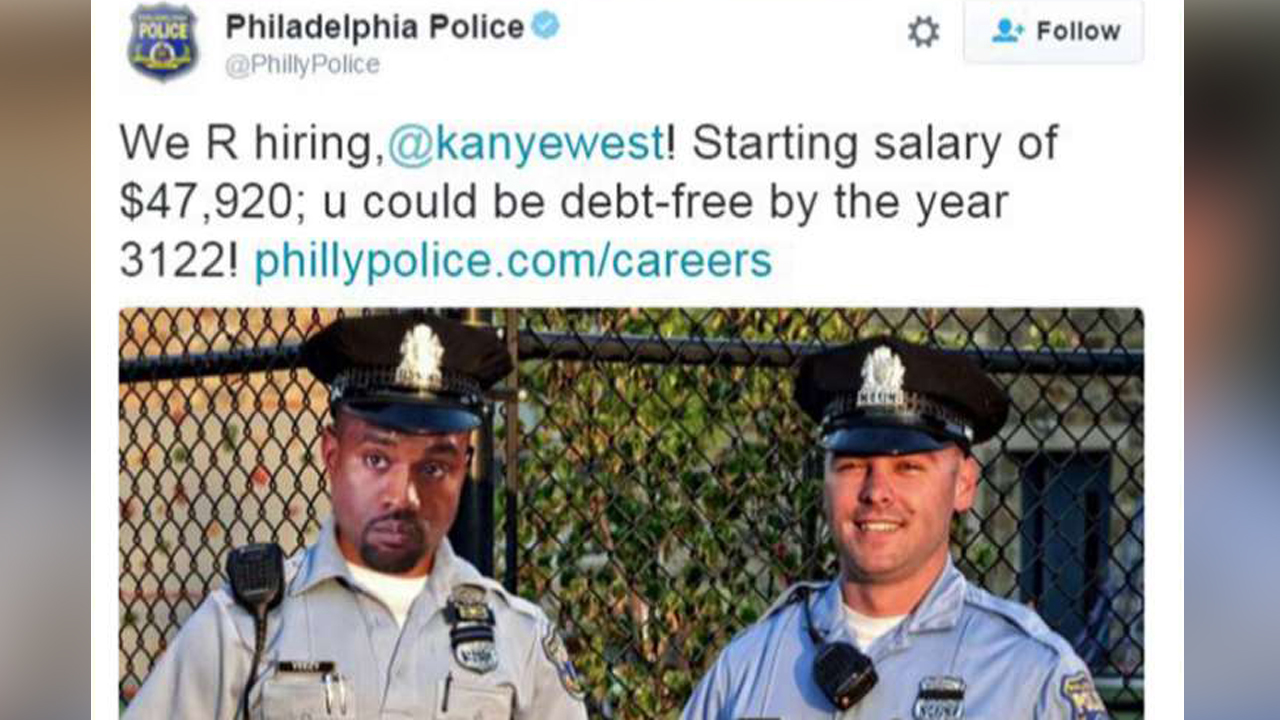 Cops troll Kanye: Police offer debt-stricken rapper a job