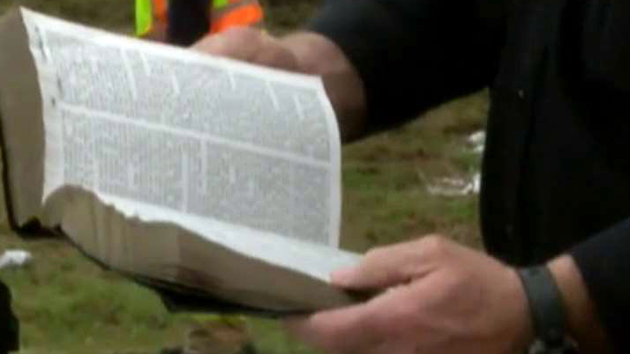 Bible undamaged after SUV explodes