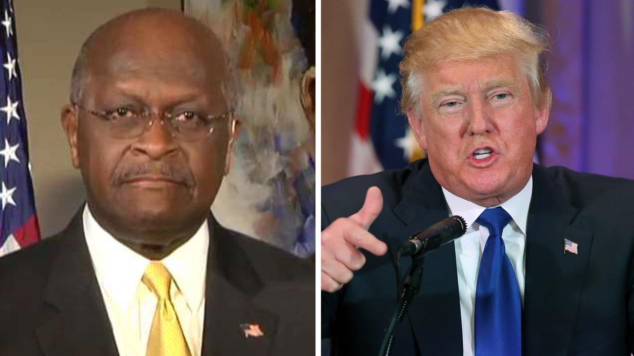 Herman Cain reacts to Donald Trump's Georgia primary win