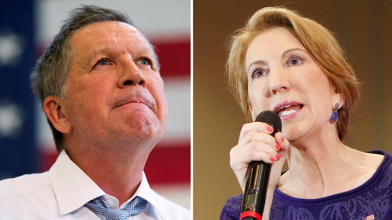 Carly Fiorina calls on John Kasich to drop out