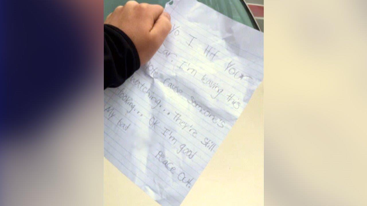 Man finds funny note from stranger who hit his car
