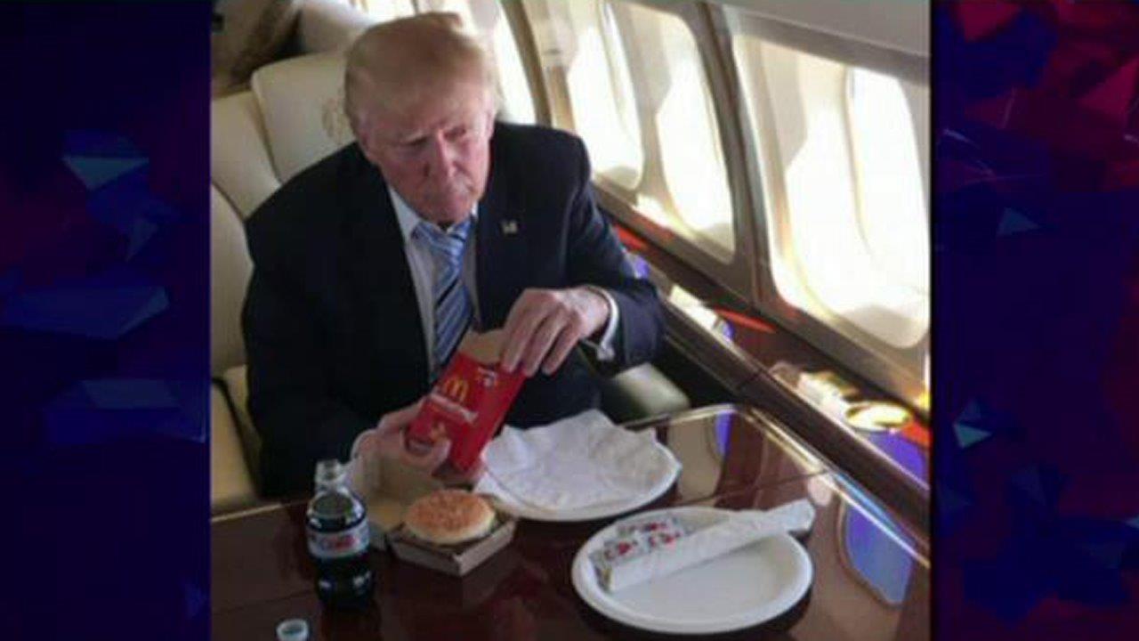 Trump celebrates his big win with a Big Mac