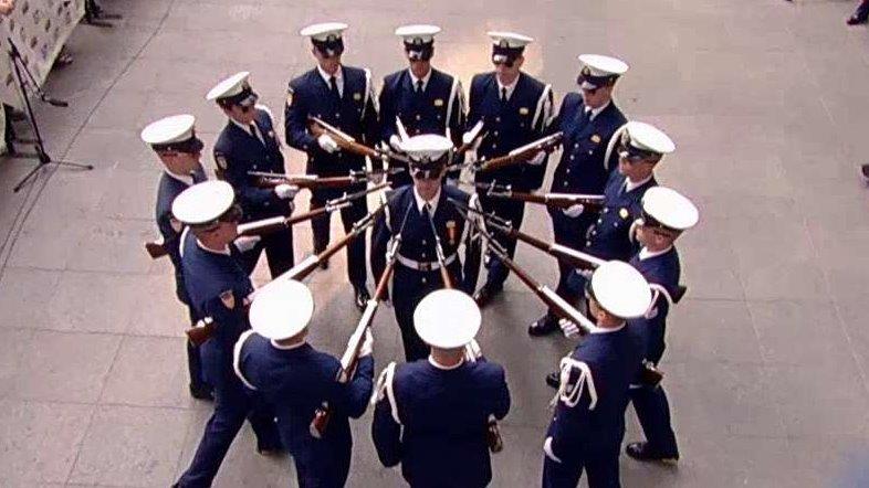 US Coast Guard's Silent Drill Team performs