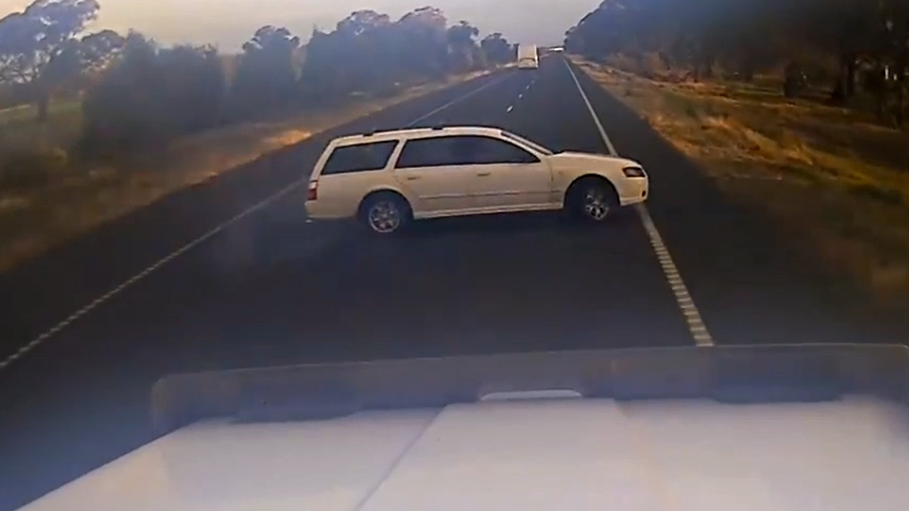 Trucker's dashcam catches terrifying near-miss