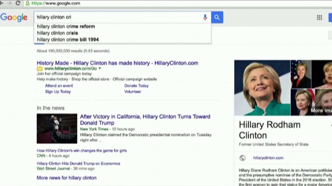 Google accused of burying negative stories on Clinton