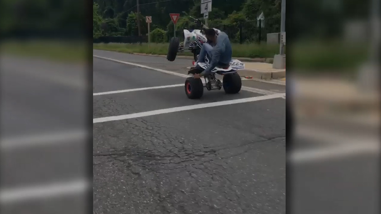 ATV rider makes really dumb, illegal move