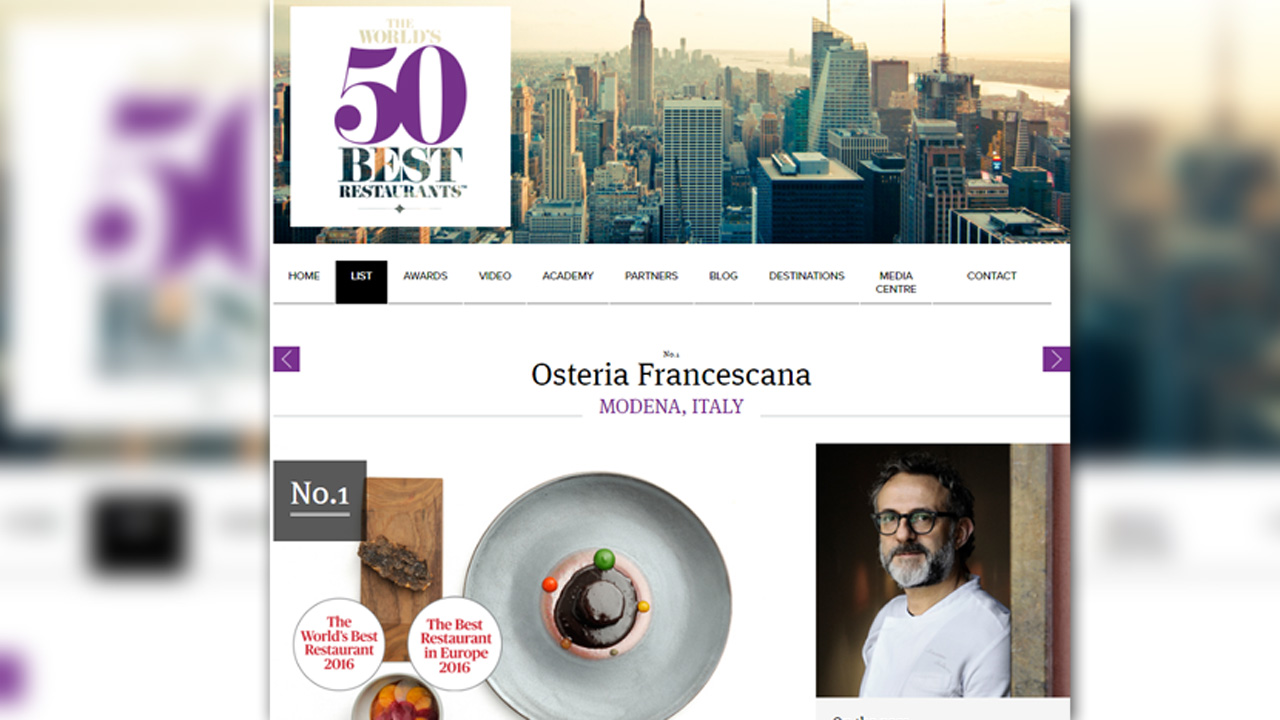 Osteria Francescana dubbed 2016 World's Best Restaurant