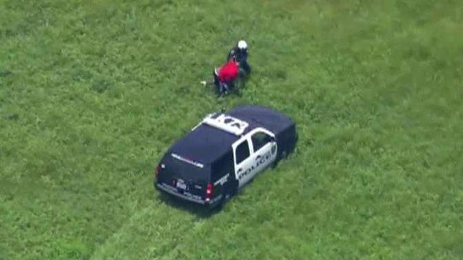 Police officer leaps from chopper to tackle burglary suspect