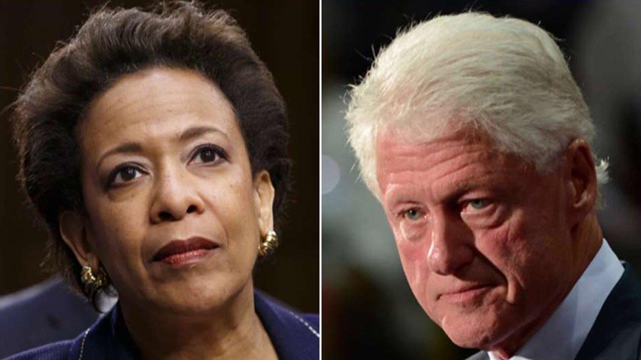 Attorney General Lynch addresses meeting with Bill Clinton