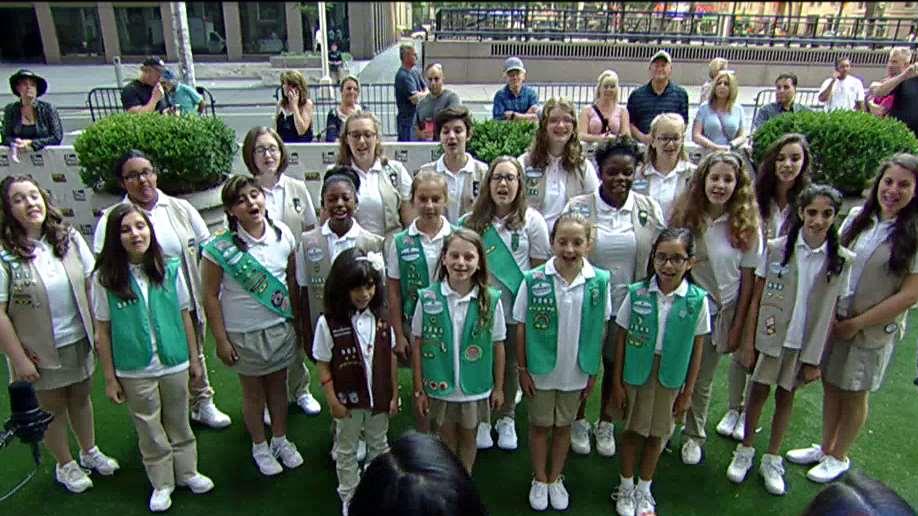 Girl Scouts perform 'God Bless America'
