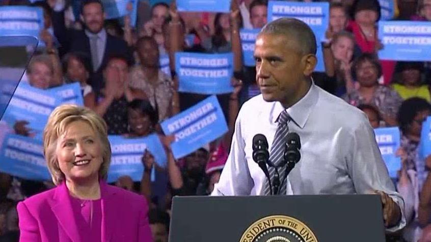 2016: Obama and Clinton campaign for the first time
