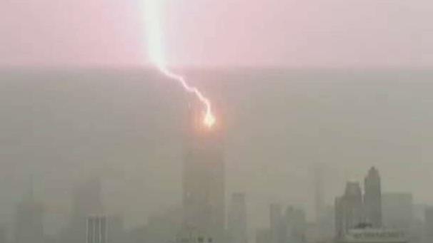 Electrifying! Lightning strikes the Empire State Building