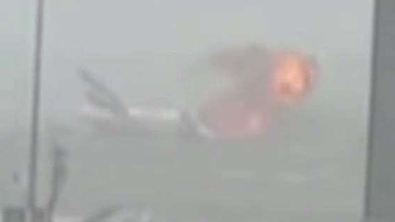 Plane catches fire mid-flight, crash lands at Dubai airport
