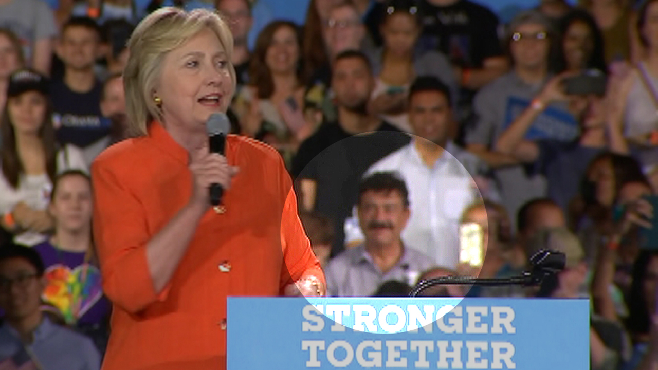 Clinton discusses Orlando massacre as shooter's dad looks on