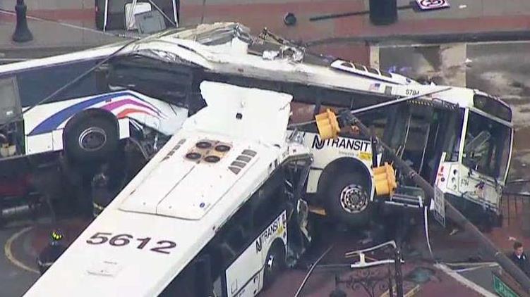 Commuter buses collide in Newark, New Jersey 