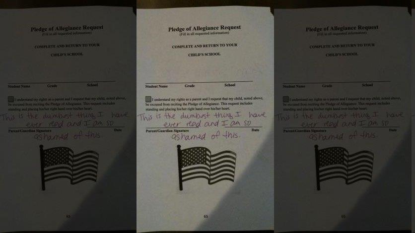 Parents fuming over Pledge of Allegiance 'waiver'