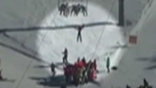 Terrifying moments for boy dangling from ski lift