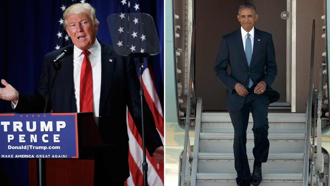 Trump bashes Obama's leadership after China's staircase snub
