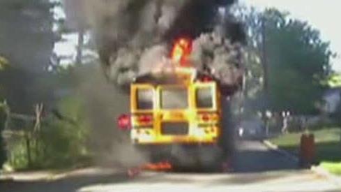 20 students safely evacuated from burning school bus