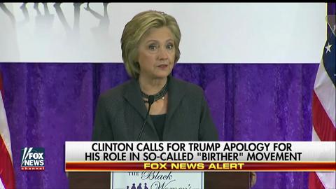 Clinton: Trump campaign 'founded on outrageous lie'