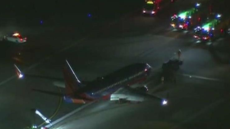 Southwest plane blows tire during takeoff