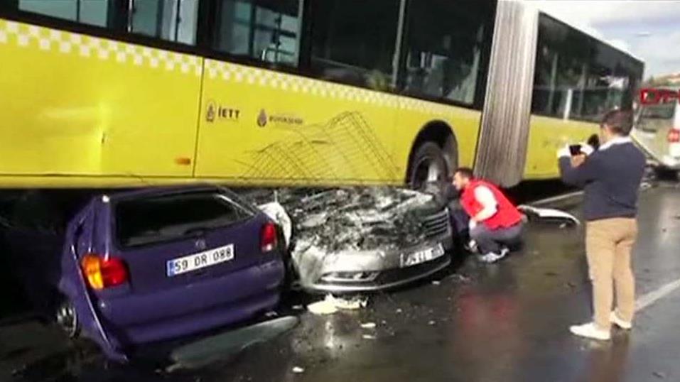 Bus crashes after passenger attacks driver with umbrella