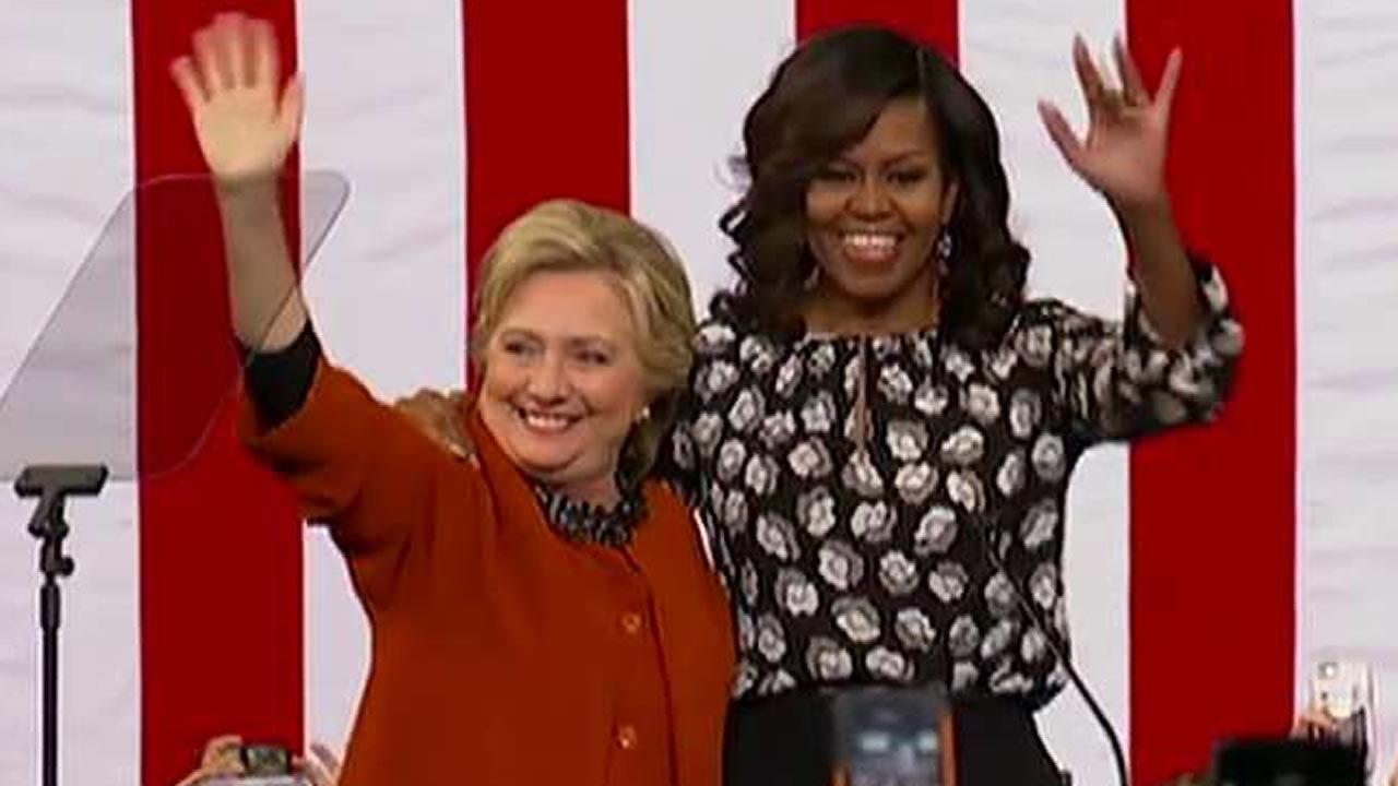 Hillary Clinton, Michelle Obama share stage at rally