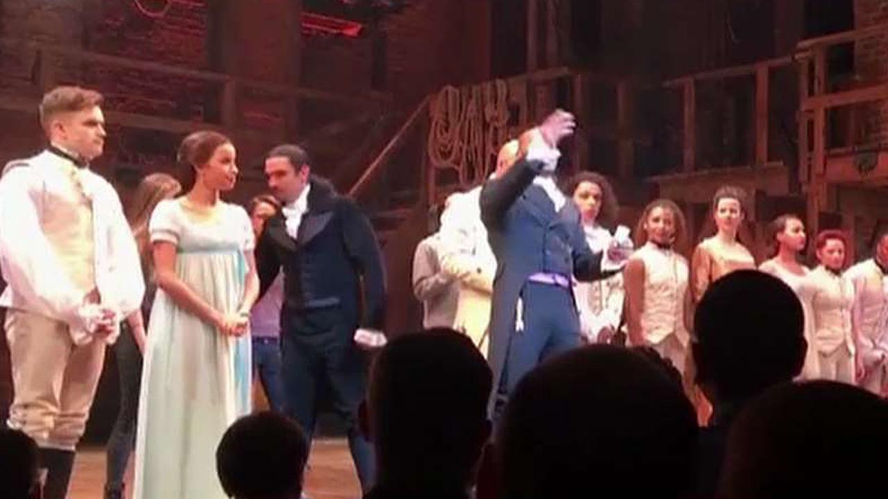 Hamilton cast makes speech to Pence in audience