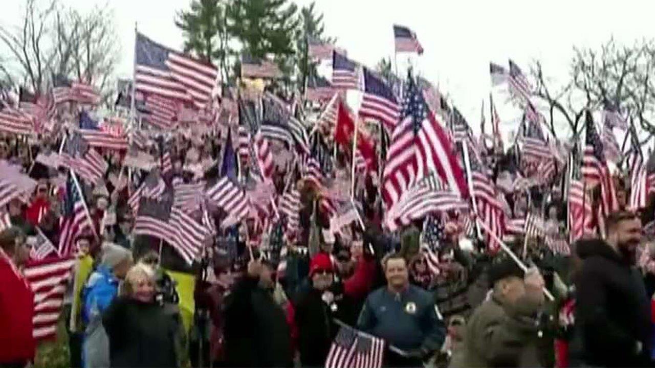 Veterans protest college decision to remove US flag