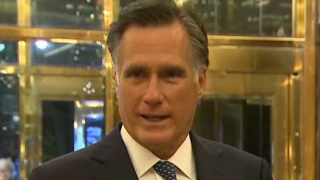 Romney addresses reporters after dinner with Trump