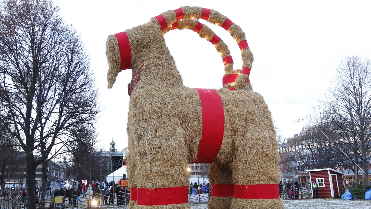Swedish Christmas goat torched for 35th time in 50 years