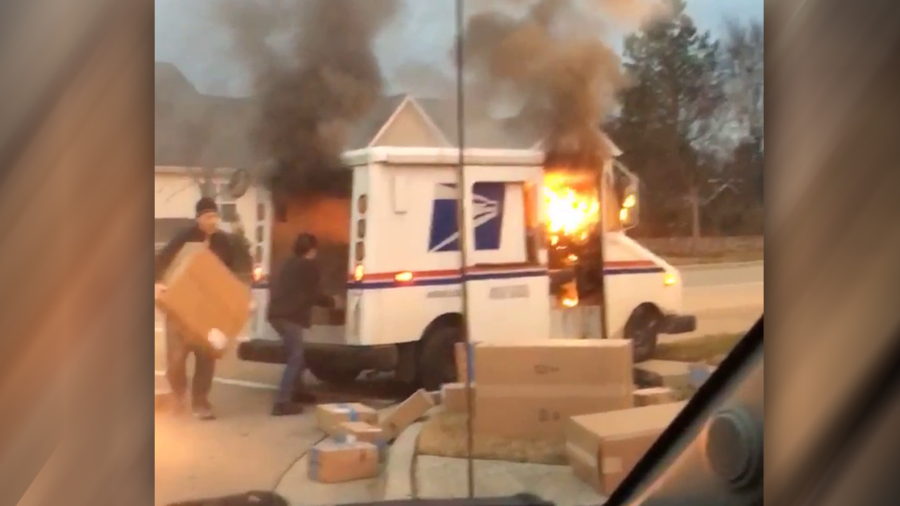 Christmas saved: Packages rescued from burning USPS truck