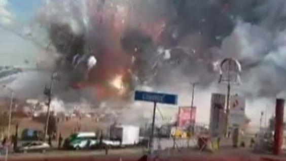 Massive explosion after fireworks ignite at market in Mexico