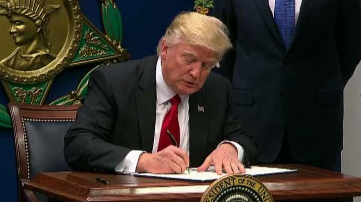 President Trump signs executive orders at Pentagon