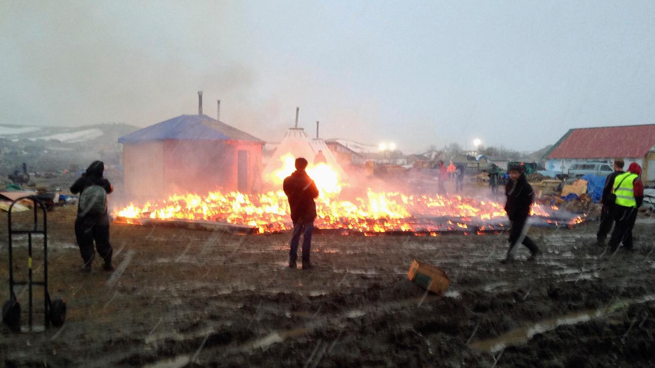 Activists set fires at pipeline protest camp