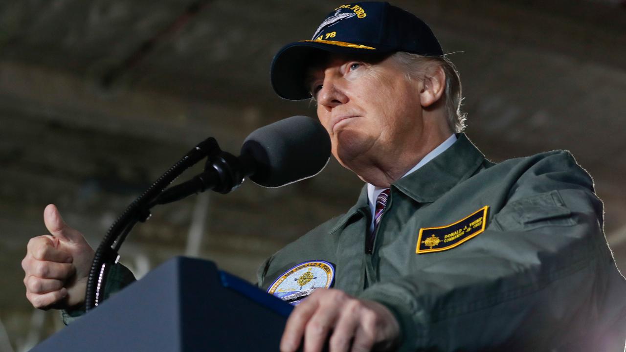 President Trump promises massive military build-up in speech