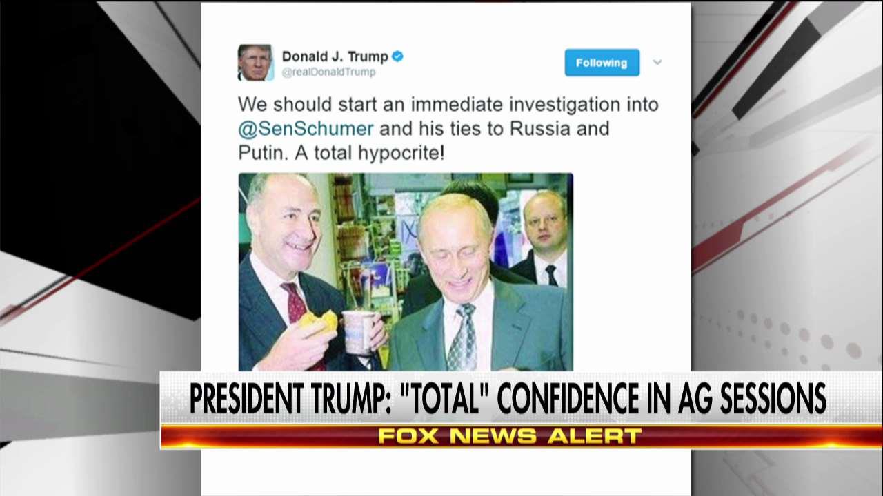 Trump tweets old photo of Schumer and Putin