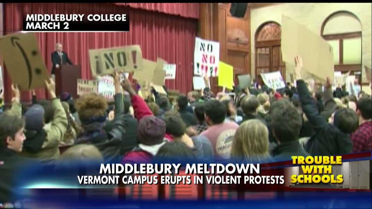 Violent protests break out at Middlebury College