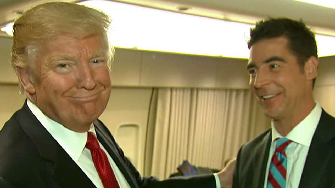 Jesse Watters checks out Trump rally, Air Force One