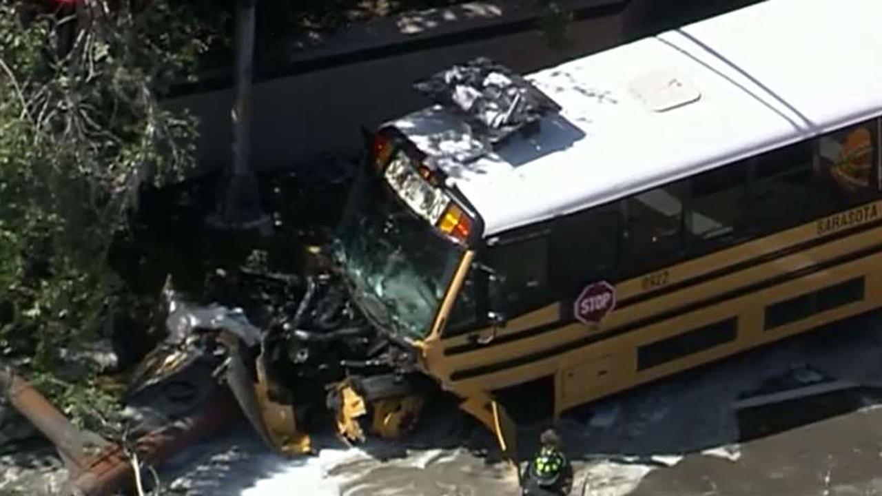 Several students hospitalized after school bus crash