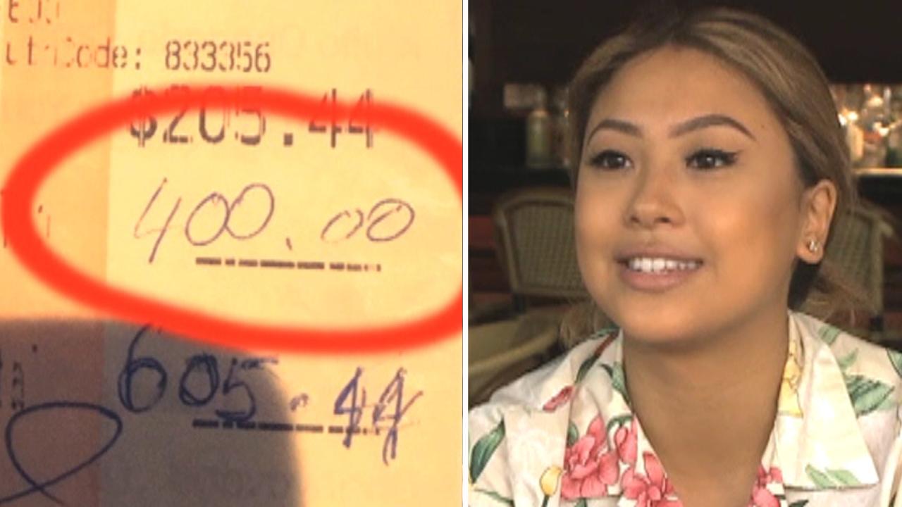 Huge tip leaves waitress 'at a loss for words'